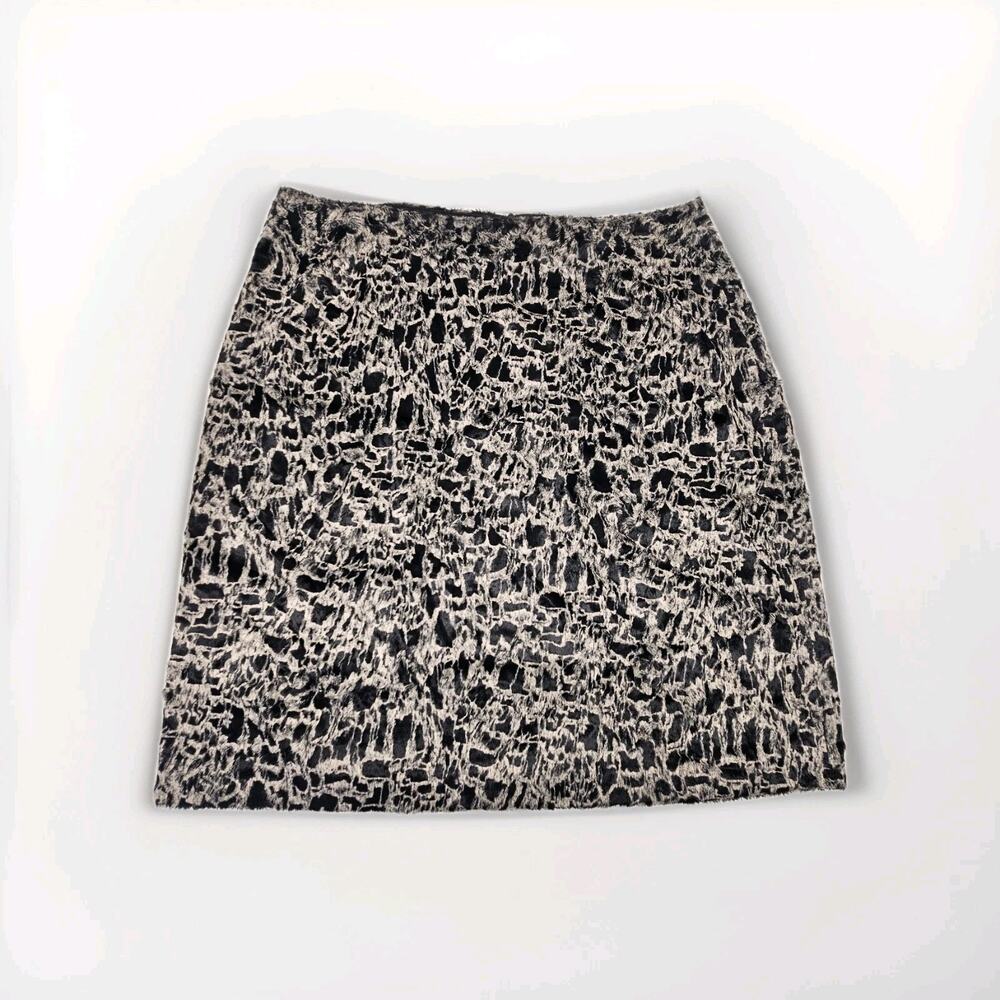 Vtg Louben Faux Fur Abstract Animal Print Mini Pencil Skirt Size 18W Career